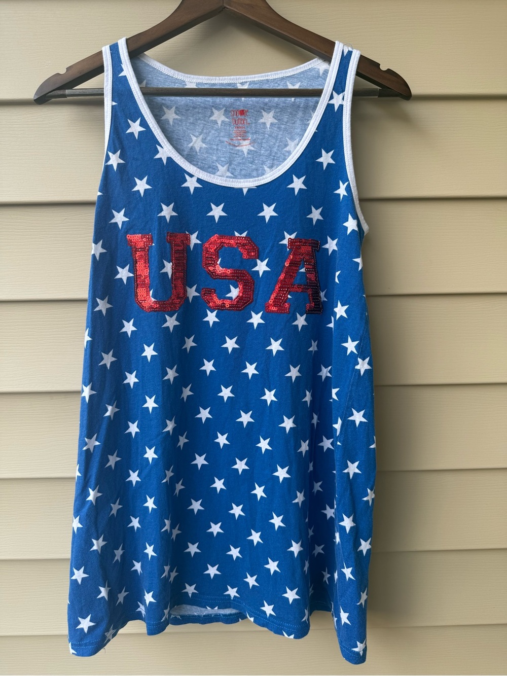 Snooze Button USA Patriotic Star Tank Dress Sequin Size XS